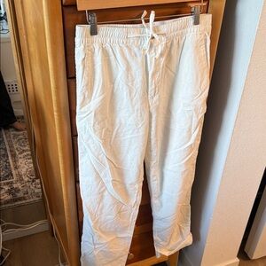 H&M White Linen Drawstring Pants